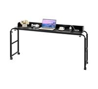 VEVOR Mesa de Cama, Mesa Auxiliar Móvil con 4 Ruedas (2 con Freno) y Toma de Corriente Altura Ajustable Escritorio para Portátil con Ruedas Escritorio Portátil de Aglomerado para Hogar, Negro