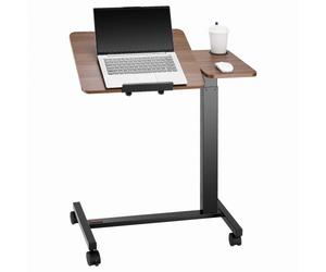 VEVOR Mesa de Cama, Mesa Auxiliar Móvil con Escritorio Abatible y 4 Ruedas Altura y Ángulo Ajustables Escritorio para Portátil con Portavasos para Cama, Hogar y Estudio, Color Madera y Negro