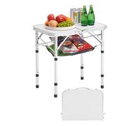 VEVOR Mesa de Camping Plegable Portátil de Altura Ajustable, de Aluminio MDF, con Malla y Asa de Transporte, Ligera y Compacta para Picnics al Aire Libre, Barbacoas, 600 x 400 x 260 mm, Plata