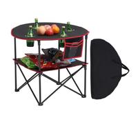 VEVOR Mesa de Camping Plegable Portátil y Ligera, para Exteriores, Lona Oxford 600D, Impermeable, para Playa, Viajes, Picnics, con 4 Portavasos y Bolsa de Transporte, 720 x 720 x 600 mm, Negro