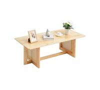 VEVOR Mesa de Centro de Ratán de 1200 x 600 x 400 mm, Mesa de Centro Rectangular de Madera Tejida de Ratán con Tablero de Madera de Caucho, Patas de Madera Natural para Sala de Estar, Color Madera