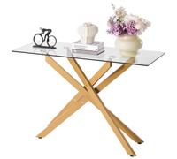 VEVOR Mesa de Centro de Vidrio Mesa Auxiliar 114,3x45,7x76,2 cm Patas Cruzadas