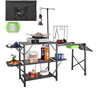 VEVOR Mesa de Cocina de Camping, Estación de Cocina Portátil Plegable con Bolsa de Transporte, Mesa de Camping de Aluminio 174 x 50 x 160 cm para Pícnics al Aire libre, Barbacoas, Camping