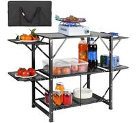 VEVOR Mesa de Cocina de Camping, Estación de Cocina Portátil Plegable con Bolsa de Transporte, Mesa de Camping de Aluminio de 126 x 46 x 81 cm para Pícnics al Aire libre, Barbacoas, Camping