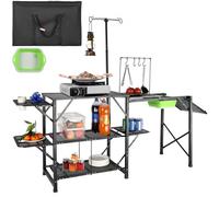 VEVOR Mesa de Cocina de Camping, Estación de Cocina Portátil Plegable con Bolsa de Transporte, Mesa de Camping de Aluminio 174 x 50 x 160 cm para Pícnics al Aire libre, Barbacoas, Camping
