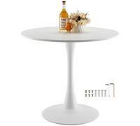 VEVOR Mesa de Comedor Redonda 80 cm de Madera para 2-4 Personas Mesa Moderna para el Ocio con Base de Pedestal en Diseño de Tulipán para Oficina, Hogar, Cocina, Sala de Estar, Blanco, Solo Mesa