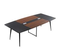 VEVOR Mesa de Conferencias, 10 Personas, Todo en Uno, con Forma de Barco, para Seminarios, Reuniones, Multiusos, con Patas Metálicas para Oficinas y Salas de Conferencias, 2400 x 1200 x 750 mm