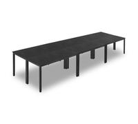 VEVOR Mesa de Conferencias para 16 Personas, 6 Piezas, 140 x 60 cm Cada Una, Rectangular, Combinada, Mesa de Descanso con Patas Metálicas para Oficina, Sala de Conferencias Carga 54,43 kg, Negro