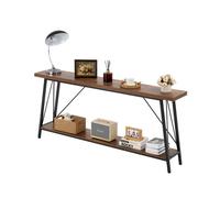 VEVOR Mesa de Consola Estrecha de 2 Niveles 180 x 30 x 80 cm, Marrón y Negro