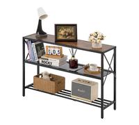 VEVOR Mesa de Consola Estrecha para Sofá, 106 x 29,5 x 73,5 cm, Mesa de Consola Estrecha de 3 Niveles, Mesa de Sofá Estrecha con Marco de Metal, para Entrada, Pasillo, Sala de Estar, Marrón y Negro