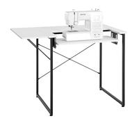 VEVOR Mesa de Costura con Tablero Plegable, Estante Ajustable y Patas de Acero, Multiusos, para Estudio de Moda en Casa, Estudio de Arte, Institución Educativa, Color Blanco, 1045 x 600 x 760 mm