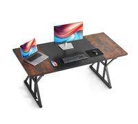 VEVOR Mesa de Estudio 180 x 80 x 75 cm, Escritorio Ejecutivo con Tablero de Partículas y Soporte de Metal, Escritorio de Ordenador, Carga de 68 kg, para Oficina, Estudio, Casa, Marrón y Negro