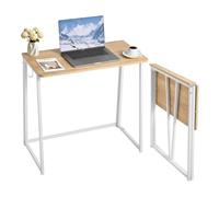 VEVOR Mesa de Estudio Plegable 80 x 40 x 75 cm, Escritorio de Ordenador con Tablero de Partículas y Marco de Metal Blanco, Mesa de Escritura Carga de 68 kg, para Oficina, Estudio, Casa, Sala de Estar