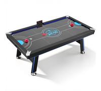 VEVOR Mesa de Hockey de Aire 226 cm, con Marcador Electrónico y Luces LED, Esquinas Reforzadas con Esmero, Patas Estables en Forma de H, con Empujadores y Discos, para Sala de Juegos Familiar, Sótanos
