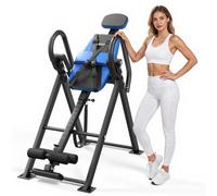 VEVOR Mesa de Inversión Capacidad de 136 kg, Tabla de Inversión de Alta Resistencia, con Bloqueo de Rodillo Doble, Correa de Sujeción Ajustable Multiángulo, para Hombros, Espalda, Negro y Azul