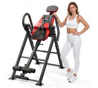 VEVOR Mesa de Inversión Capacidad de 136 kg, Tabla de Inversión de Alta Resistencia con Estructura Estable, Entrenador de Gravedad, Bloqueo de Rodillo Doble, para Hombros, Espalda, Negro y Rojo
