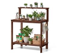 VEVOR Mesa de Jardinería Banco de Trabajo de Jardín de Madera 91 x 49.5 x 108.5 cm con Estante Superior, Tablero de Madera de Abeto, Cajón, Ganchos, Armario para Almacenamiento Macetas Patio Exterior