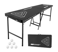 VEVOR Mesa de Juego de Beer Pong 240 x 60 x 90 cm Mesa Elevada Portátil y Plegable con Asas de Transporte 6 Pelotas de Ping Pong Mesa Ligera para Portón Trasero para Fiestas, Viajes, Campamentos