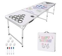 VEVOR Mesa de Juego de Beer Pong de 2,4 m Mesa Plegable para Portón Trasero Orificios para Vasos Altura Ajustable de 520mm 700mm Mesa Liviana para Oficina, Fiesta en Portón Trasero, Campamento