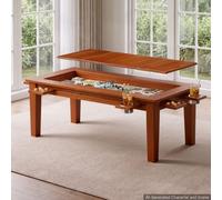VEVOR Mesa de Juegos de Mesa 1,2 x 0,6 x 0,45 m, 2 en 1 para 4 Jugadores | para Juegos y Comedor con Tablero Extraíble, Tapete de Juego de Cuero, 4 Portavasos, Bandejas Deslizantes y Soporte de 136 kg