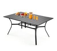 VEVOR Mesa de Patio para Jardín, 1500 x 960 x 725 mm, Rectangular, de Acero al Carbono, para Patio, Jardín, Terraza, Impermeable, con Orificio para Sombrilla de 38 mm, Carga de 68 kg, Color Negro