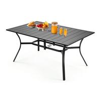 VEVOR Mesa de Patio para Jardín, 1500 x 960 x 725 mm, Rectangular, de Acero al Carbono, para Patio, Jardín, Terraza, Impermeable, con Orificio para Sombrilla de 38 mm, Carga de 68 kg, Color Negro