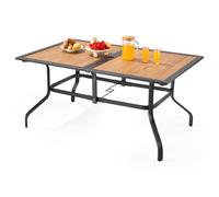 VEVOR Mesa de Patio para Jardín y Balcón, 1505 x 960 x 725 mm, en Acero al Carbono y Placa DPC, para 4 a 6 Personas, Resistente al Agua, con Orificio para Sombrilla de 35 mm y Carga de 68,04 kg