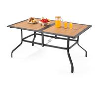 VEVOR Mesa de Patio para Jardín y Balcón, 1505 x 960 x 725 mm, en Acero al Carbono y Placa DPC, para 4 a 6 Personas, Resistente al Agua, con Orificio para Sombrilla de 35 mm y Carga de 68,04 kg