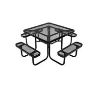 VEVOR Mesa de Pícnic, Juego de Muebles de Comedor Resistente a la Intemperie, Acero Revestido de Alta Resistencia, con Orificio para Sombrilla, para Jardín, Porche, Negro, 1925 x 1925 x 745 mm