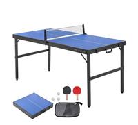 VEVOR Mesa de Ping-Pong para Juego de Tenis de Mesa 1526x665x718 mm Mesa de Ping-Pong de MDF Plegable Portátil para Interiores con Red, 2 Paletas, 3 Pelotas, Bolsa de Transporte, Asa