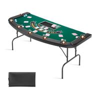 VEVOR Mesa de Póker Plegable de Casino, 7 Jugadores, con Rieles Acolchados y Portavasos, Portátil Semiovalada, con Patas de Fieltro y Metal, para Texas Hold'em y Blackjack, 1830 x 825 x 755 mm