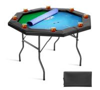 VEVOR Mesa de Póker Plegable de Casino, para 8 Jugadores, con Rieles Acolchados y Portavasos, Octogonal, con Patas de Fieltro y Metal, para Texas Hold'em y Blackjack, 1325 x 1325 x 765 mm, Verde