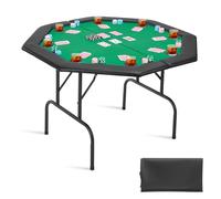 VEVOR Mesa de Póker Plegable, Mesa de Casino Plegable para Ocho Jugadores con Rieles Acolchados y Portavasos, con Patas de Fieltro y Metal, para Texas Hold'em y Blackjack, 1260 x 1260 x 750 mm