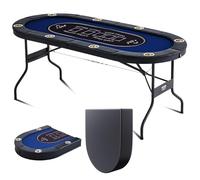 VEVOR Mesa de Póquer Plegable de 72 Pulgadas para 8 Jugadores - Casino Texas Holdem Blackjack con Rieles Acolchados y Portavasos de Acero Inoxidable - Mesa de Juego de Cartas
