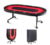 VEVOR Mesa de póquer Plegable de 90 Pulgadas para 10 Jugadores Mesa de Casino Texas Holdem Blackjack con rieles Acolchados y portavasos de Acero Inoxidable Mesa de Juego de Cartas Juego de Mesa
