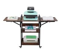 VEVOR Mesa de Prensa de Calor con Estación de Carga, Soporte de Prensa de Calor Móvil de 3 Niveles, Banco de Trabajo de Metal con Ruedas para Máquina de Transferencia de Sublimación, Marrón