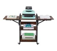 VEVOR Mesa de Prensa de Calor con Estación de Carga, Soporte de Prensa de Calor Móvil de 3 Niveles, Banco de Trabajo de Metal con Ruedas para Máquina de Transferencia de Sublimación, Marrón