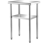 VEVOR Mesa de Trabajo de Acero Inoxidable 61 x 46 x 91 cm Mesa de Preparación de 2 Niveles Carga de 272,4 kg Mesa de Cocina Estante Ajustable en Altura para Cocina Restaurante Bar Garaje al Aire Libre