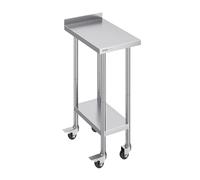 VEVOR Mesa de Trabajo de Acero Inoxidable 610 x 381 mm Mesa de Preparación de Alimentos con Ruedas Estantes Regulables en Altura Unidad de Almacenamiento de Alimentos para Restaurante Bar Hotel