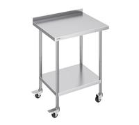 VEVOR Mesa de Trabajo de Acero Inoxidable 610 x 762 mm Mesa de Preparación de Alimentos con Ruedas Estantes Regulables en Altura Unidad de Almacenamiento de Alimentos para Restaurante Bar Hotel