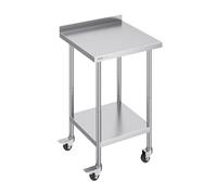 VEVOR Mesa de Trabajo de Acero Inoxidable 610x610x1005.6 mm Mesa de Preparación de Alimentos con 4 Ruedas Mesa de Cocina Estante Ajustable en Altura para Cocina Restaurante Bar Garaje al Aire Libre