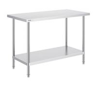 VEVOR Mesa de Trabajo de Acero Inoxidable 61x121,9x86,4 cm Mesa de Preparación de Alimentos Carga 363 kg 3 Niveles de Altura Regulables Unidad de Almacenamiento de Alimentos para Cocina Restaurante