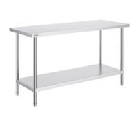 VEVOR Mesa de Trabajo de Acero Inoxidable 61x152,4x86,4 cm Mesa de Preparación de Alimentos Carga 381 kg 3 Niveles de Altura Regulables Unidad de Almacenamiento de Alimentos para Cocina Restaurante