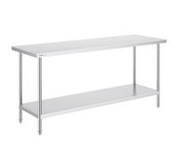 VEVOR Mesa de Trabajo de Acero Inoxidable 61x182,9x86,4 cm Mesa de Preparación de Alimentos Carga 399 kg 3 Niveles de Altura Regulables Unidad de Almacenamiento de Alimentos para Cocina Restaurante