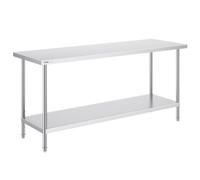 VEVOR Mesa de Trabajo de Acero Inoxidable 61x182,9x86,4 cm Mesa de Preparación de Alimentos Carga 399 kg 3 Niveles de Altura Regulables Unidad de Almacenamiento de Alimentos para Cocina Restaurante