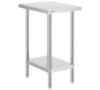 VEVOR Mesa de Trabajo de Acero Inoxidable 61x45,7x86,4 cm Mesa de Preparación de Alimentos Carga de 290 kg 3 Niveles de Altura Regulables Unidad de Almacenamiento de Alimentos para Cocina Restaurante