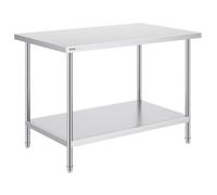 VEVOR Mesa de Trabajo de Acero Inoxidable 76,2x121,9x86,4 cm Mesa de Preparación de Alimentos Carga 399 kg 3 Niveles de Altura Regulables Unidad de Almacenamiento de Alimentos para Cocina Restaurante