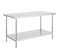 VEVOR Mesa de Trabajo de Acero Inoxidable 76,2x152,4x86,4 cm Mesa de Preparación de Alimentos Carga de 413 kg 3 Niveles de Altura Regulables Unidad de Almacenamiento para Cocina Restaurante Hogar