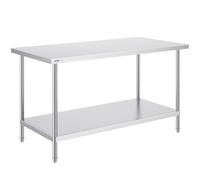 VEVOR Mesa de Trabajo de Acero Inoxidable 76,2x152,4x86,4 cm Mesa de Preparación de Alimentos Carga de 413 kg 3 Niveles de Altura Regulables Unidad de Almacenamiento para Cocina Restaurante Hogar
