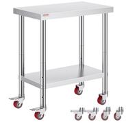 VEVOR Mesa de trabajo de acero inoxidable, 76 x 46 x 86 cm, mesa de trabajo para catering, 100 kg, para la capacidad de carga, para alimentos, mesa de trabajo comercial, para cocina, 4 patas